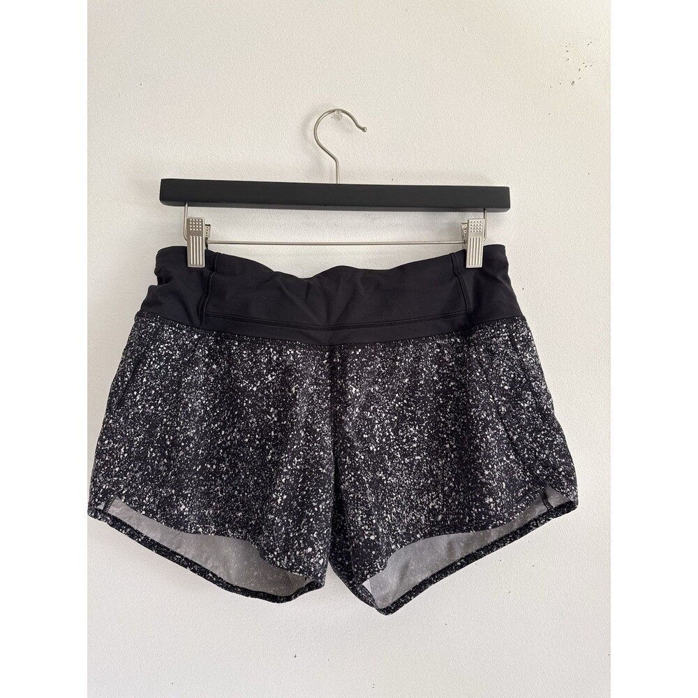 Lululemon Women’s Running Shorts Black White Speckled Print Size 6